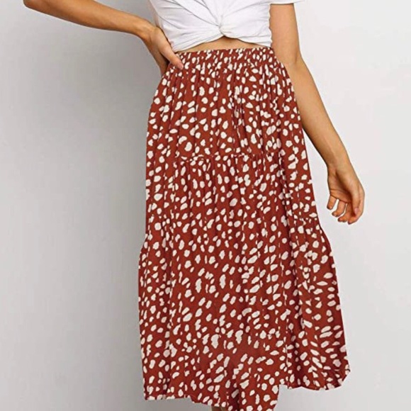 Elegant Leopard Printed A Line Midi Swing Skirt main image 1